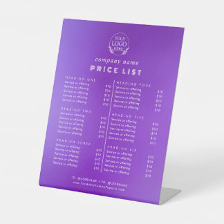 Preisliste für Chic Typografy Business Services Sockelschild