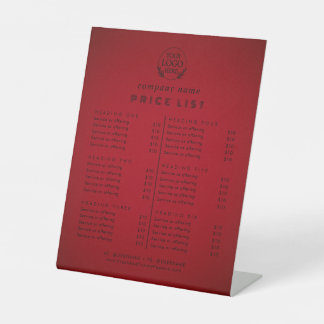 Preisliste für Chic Typografy Business Services Sockelschild