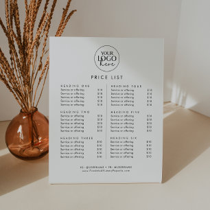 Preisliste für Chic Typografy Sockelschild