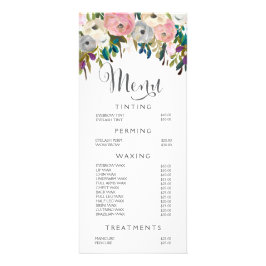 Preisliste für den bemalten Blumensalon Stylist Werbekarte