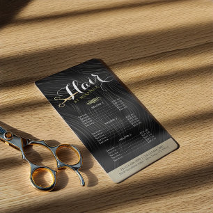 Preisliste für den Friseur-Salon Schwarz & Gold-Sc Werbekarte