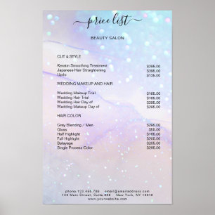 Preisliste für den Glitzer Salon aus Blauem Marmor Poster