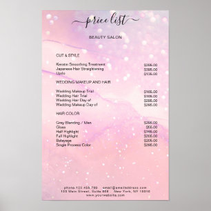 Preisliste für den modernen Rosa Marmor Glitzer Sa Poster