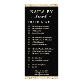 Preisliste für den Salon von Black und Gold Nail Werbekarte