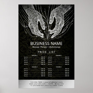 Preisliste für den Wellness-Center der Massage The Poster