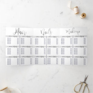 Preisliste für den Wellness-Center von weißem Silb Dreifach Gefaltete Einladung