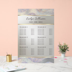 Preisliste für elegante Glitzer Watercolor Waves Acrylschild