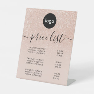 Preisliste für elegante Rose-Gold-Logos Sockelschild