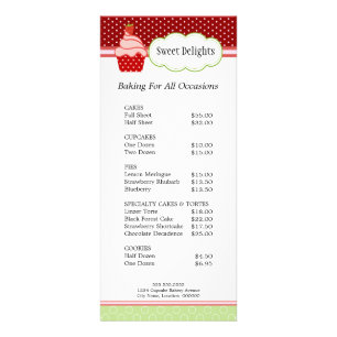 Preisliste für Erdbeeren Cupcake Bäckerei Werbekarte