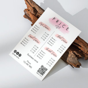 Preisliste für Esthetician Script Typografie Einladung