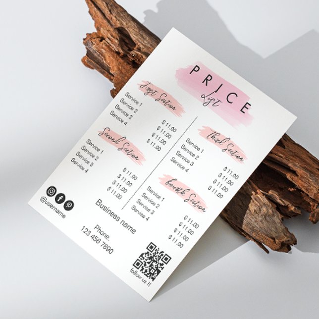 Preisliste für Esthetician Script Typografie Flyer (Esthetician Business Service Price List Menu Flyer)