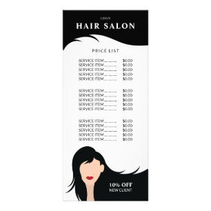 Preisliste für Friseursalon Schwarzes Friseurmodel Werbekarte