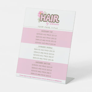 Preisliste für Friseursalons Sockelschild