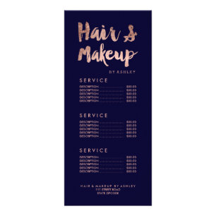 Preisliste für Frisur und Make-up-Gold Werbekarte