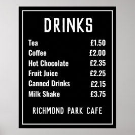 Preisliste für Getränke und Erfrischungen Poster