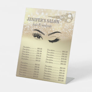 Preisliste für glattes Haar und Make-up Wink Sockelschild