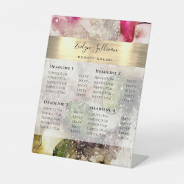 Preisliste für grün rosa Glitzer Sockelschild