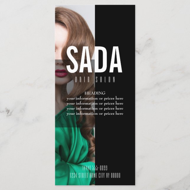 Preisliste für Haarsalon Menükarte (Vorderseite)