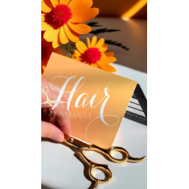 Preisliste für Haarstylen Makeup Orange Gold Scher Visitenkarten
