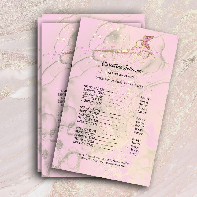 Preisliste für Haarstylist pink Flyer (Von Creator hochgeladen)
