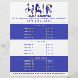 Preisliste für Hairstylisten-Salon-Service in indi Briefbogen