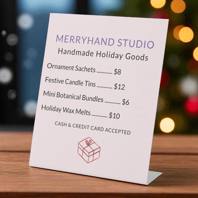 Preisliste für handgefertigte Weihnachtsgüter Sockelschild (Von Creator hochgeladen)