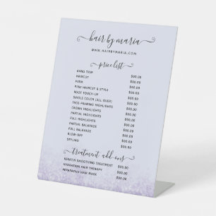 Preisliste für lila Glitzer Sockelschild