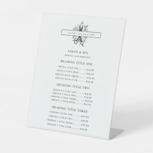 Preisliste für Logo von Modern Foliage Salon Scher Sockelschild