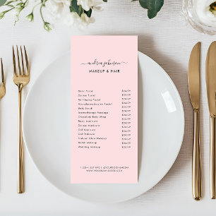 Preisliste für Minimalistische Rosa-Dienste Werbekarte