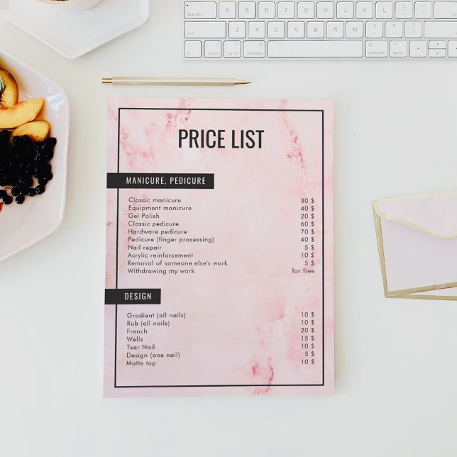 Preisliste für Minimalistisches Marmor Rosa Schönh (Von Creator hochgeladen)