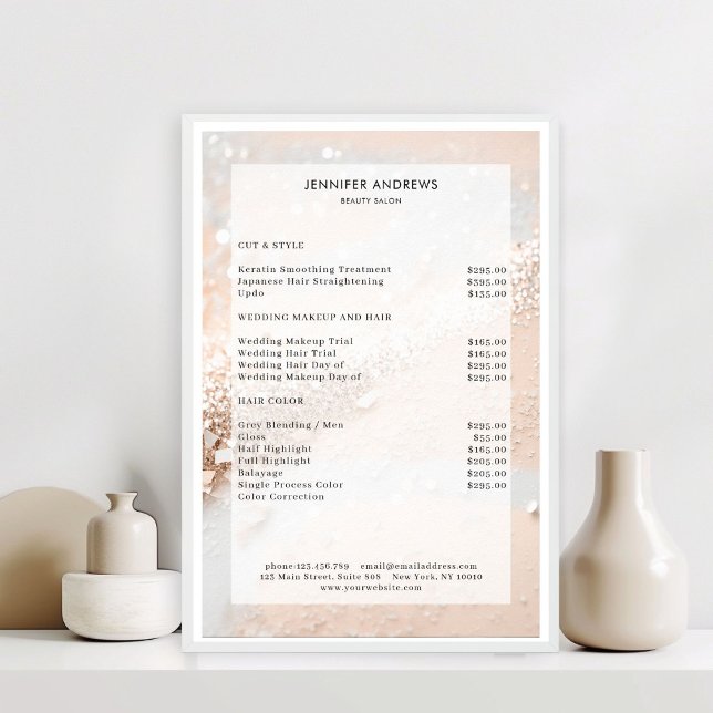 Preisliste für moderne Glitzer Poster (Modern Glitter Salon Price List Poster)