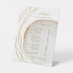 Preisliste für moderne Gold Glitzer Hair Stylist S Sockelschild