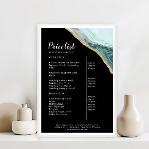 Preisliste für moderne Marmorgoldsalons Poster