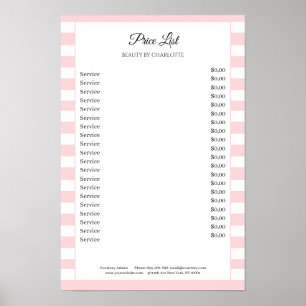 Preisliste für moderne Streifen Salon Poster