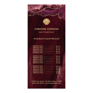 Preisliste für Muschellogos für Bordeaux Werbekarte