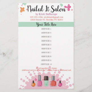 Preisliste für Nagelstudio Maniküre Pediküre Salon Flyer