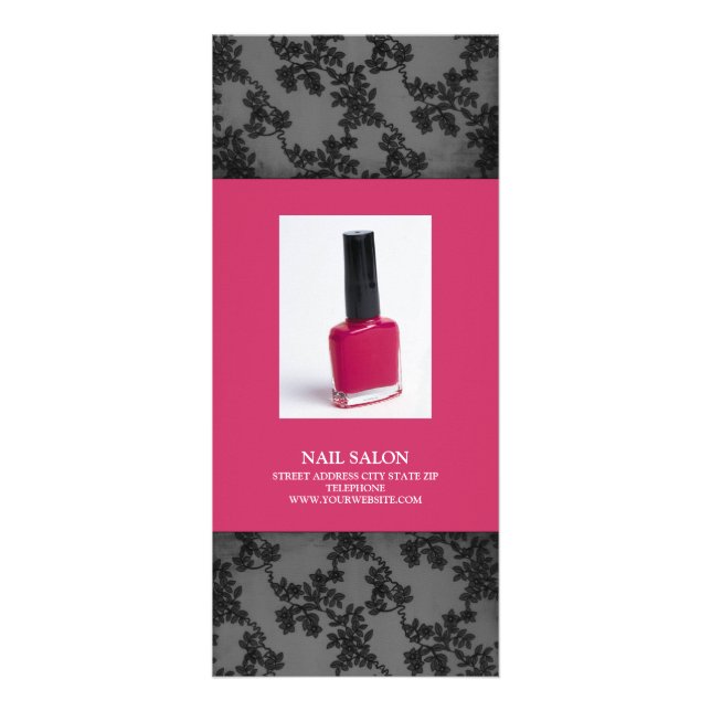 Preisliste für Nail-Salon-Dienste {Hot-Pink} Werbekarte (Vorne)