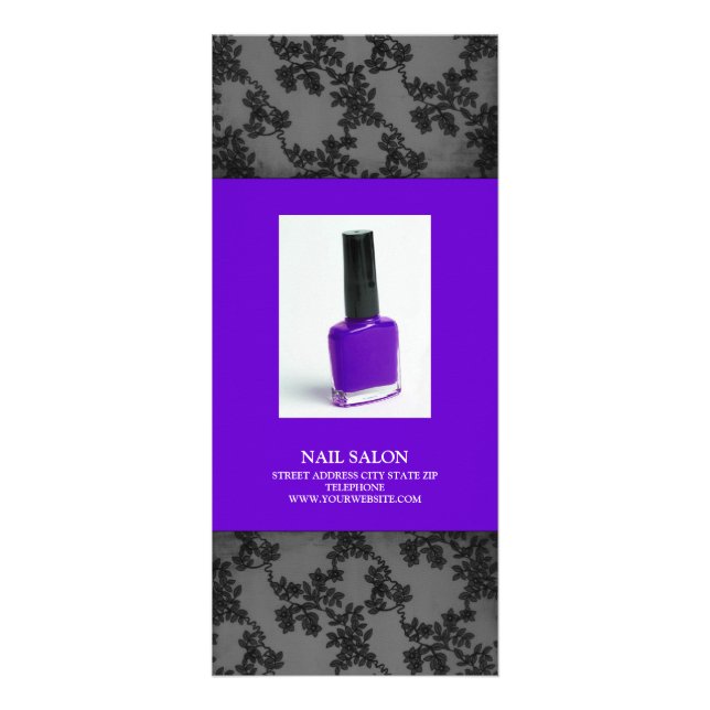 Preisliste für Nail-Salon-Dienste {Lila} Werbekarte (Vorne)