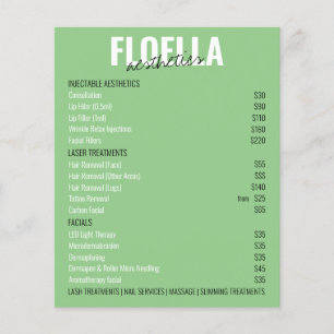 Preisliste für natürliche grüne Ästhetik Salon Ser Flyer