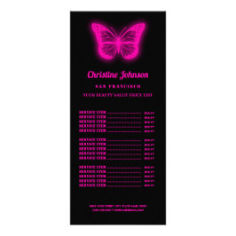 Preisliste für Neonrosa-Schmetterling Werbekarte