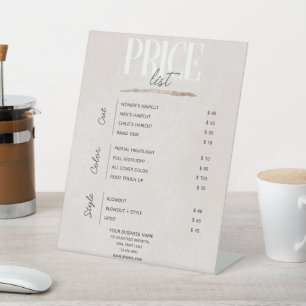 Preisliste für Pastel Gold Beauty Salon Sockelschild