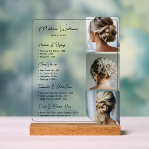 Preisliste für Salon Hair Stylist Services Acrylschild