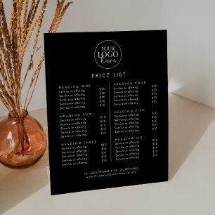 Preisliste für schwarze Typografie-Logos Sockelschild
