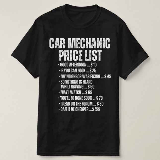 Preisliste für sonnige Autos T-Shirt (Design vorne)