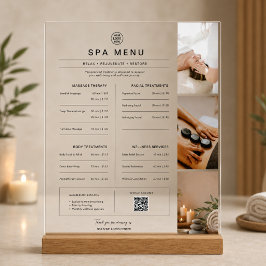Preisliste für Spa-Massage-Therapeuten-Leistungen Acrylschild