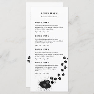 Preisliste für unsaubere Pfoten Menükarte