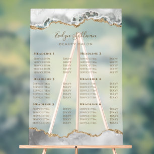 Preisliste für White Agate Acrylschild