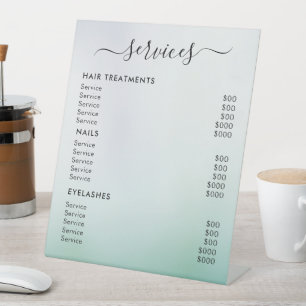 Preisliste für White Gradient Salon Services Sockelschild