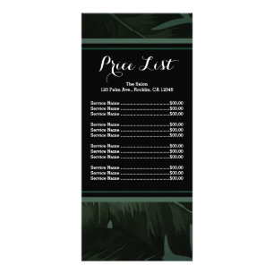 Preisliste Green & Black Chic Tropical Leaves Menü