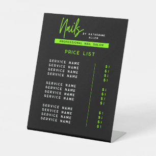 Preisliste Green Neon Nails & Nail Salon Sockelschild